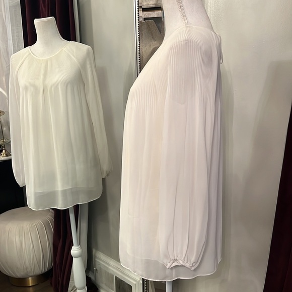 Max Studio White Sheer Long-sleeved Tunic Size Small - Picture 4 of 10